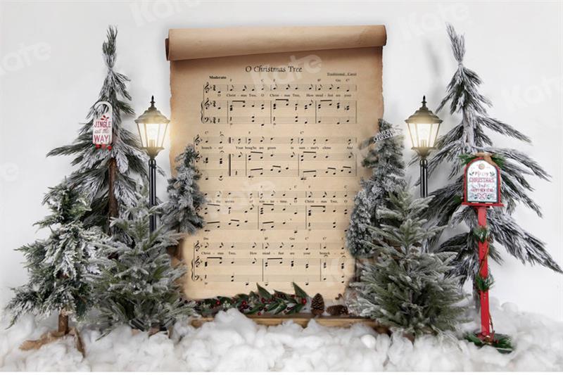 Kate Christmas Tree Backdrop Sheet Music Snow Designed by Uta Mueller Photography - Kate Backdrop AU