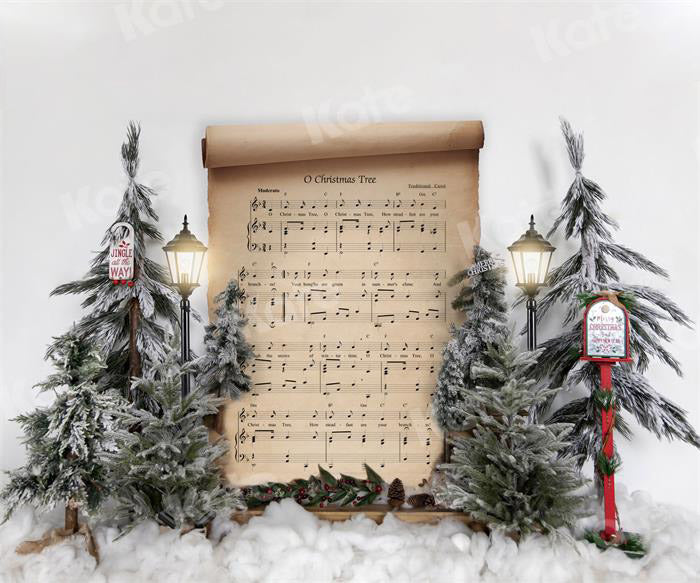 Kate Christmas Tree Backdrop Sheet Music Snow Designed by Uta Mueller Photography - Kate Backdrop AU