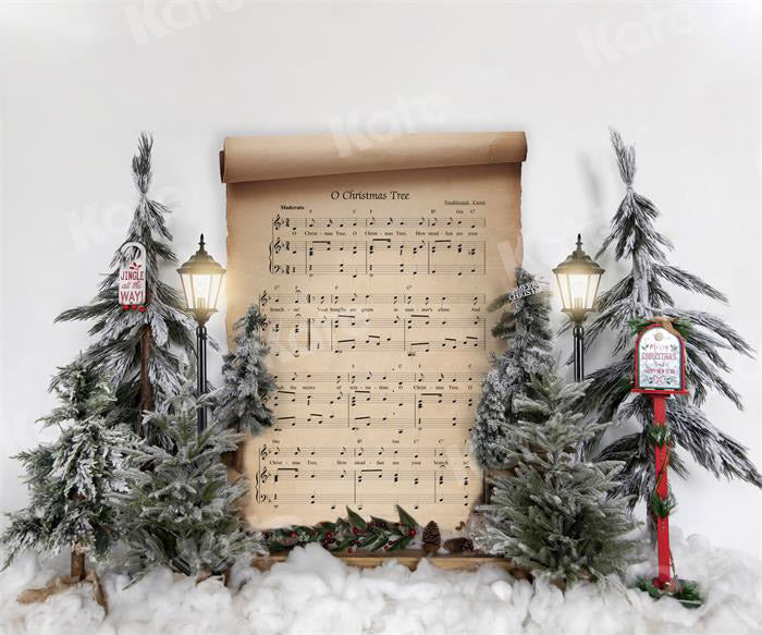 Kate Christmas Tree Backdrop Sheet Music Snow Designed by Uta Mueller Photography