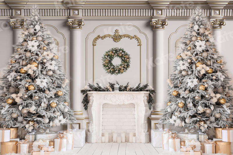 Kate Christmas Tree Backdrop Gift Fireplace for Photography - Kate Backdrop AU