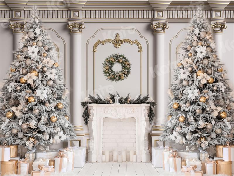 Kate Christmas Tree Backdrop Gift Fireplace for Photography