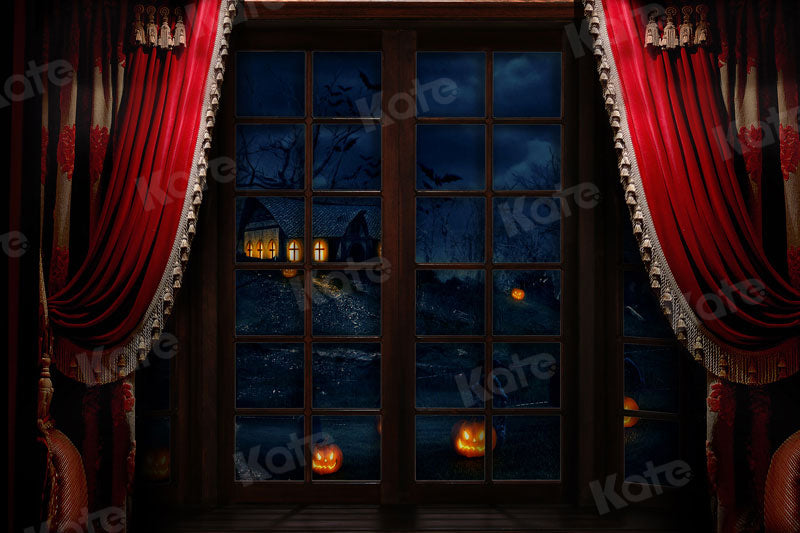 Kate Christmas Eve Windows Backdrop Red Curtain for Photography - Kate Backdrop AU