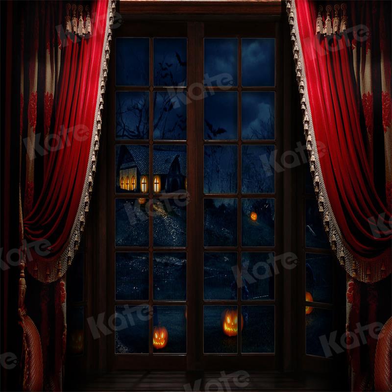 Kate Christmas Eve Windows Backdrop Red Curtain for Photography