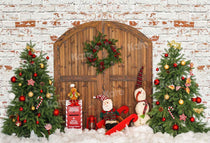 Kate Christmas Backdrop Brick Wall Barn Door Designed by Emetselch
