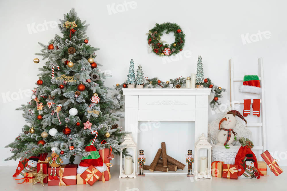 Kate Christmas White Fireplace Backdrop Designed by Emetselch