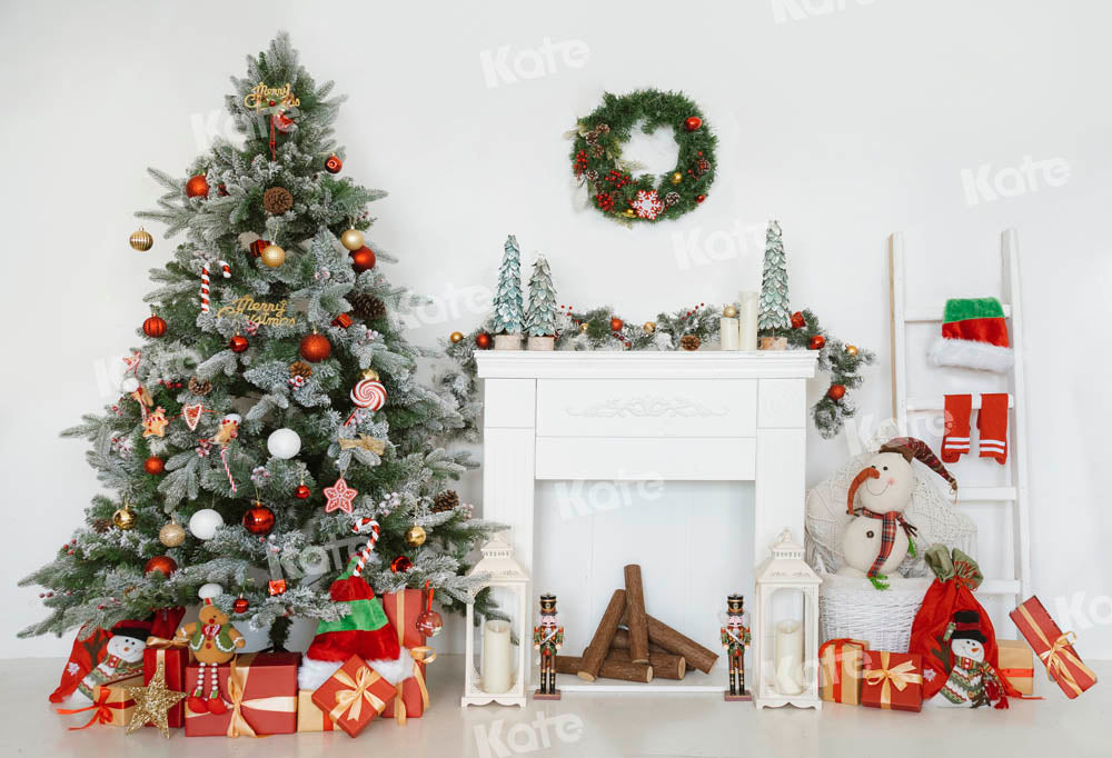 Kate Christmas White Fireplace Backdrop Designed by Emetselch