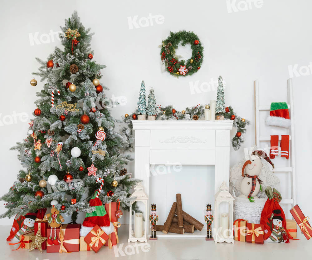 Kate Christmas White Fireplace Backdrop Designed by Emetselch