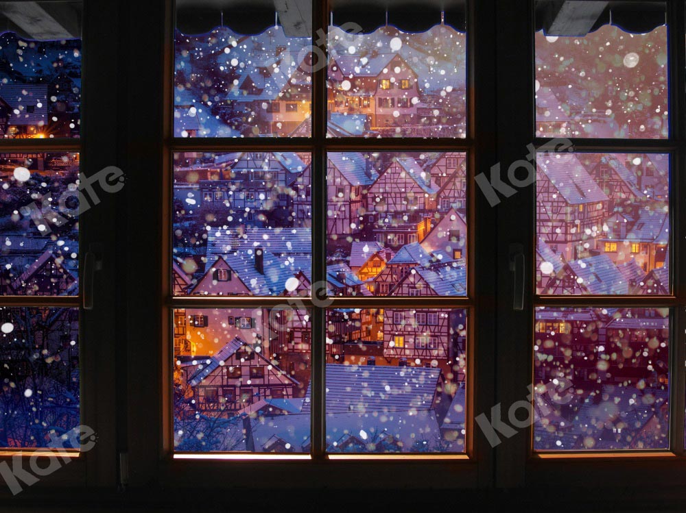 Kate Christmas Eve Backdrop Town Window Designed by Chain Photography