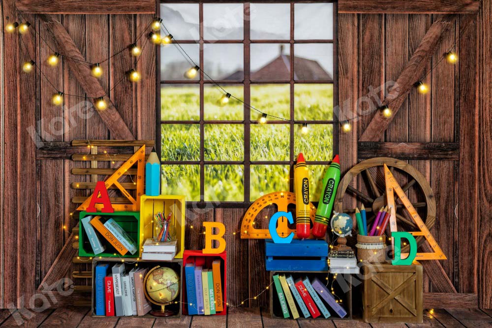 Kate Back to School Backdrop Chalet Window Designed by Emetselch - Kate Backdrop AU
