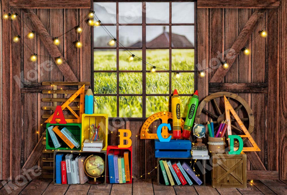 Kate Back to School Backdrop Chalet Window Designed by Emetselch - Kate Backdrop AU