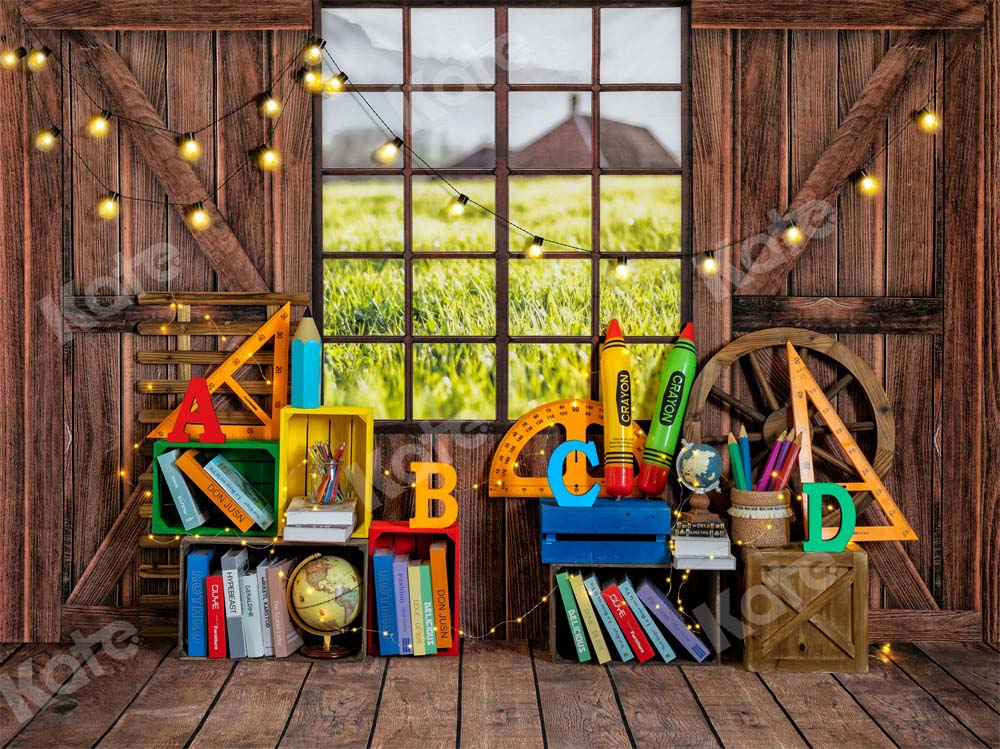 Kate Back to School Backdrop Chalet Window Designed by Emetselch - Kate Backdrop AU