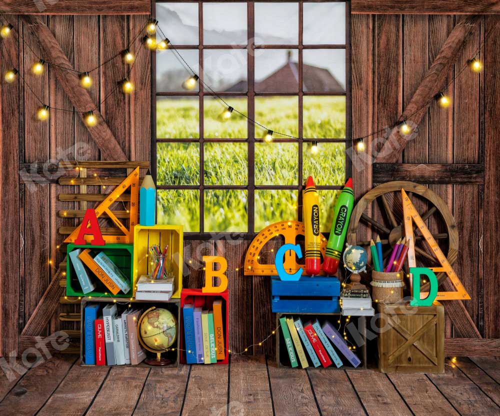 Kate Back to School Backdrop Chalet Window Designed by Emetselch - Kate Backdrop AU