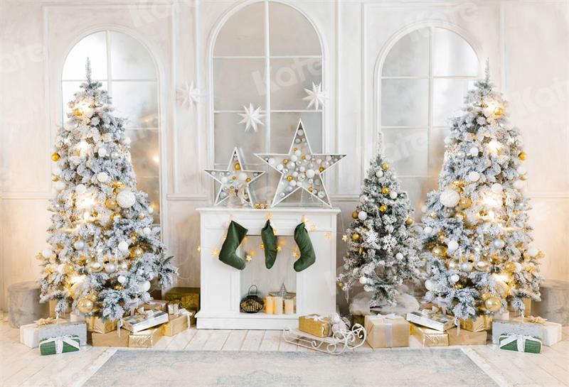 Kate Christmas Tree Backdrop Fireplace Stars for Photography - Kate Backdrop AU