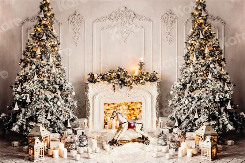 Kate Christmas Tree Backdrop Fireplace Trojan Horse for Photography - Kate Backdrop AU