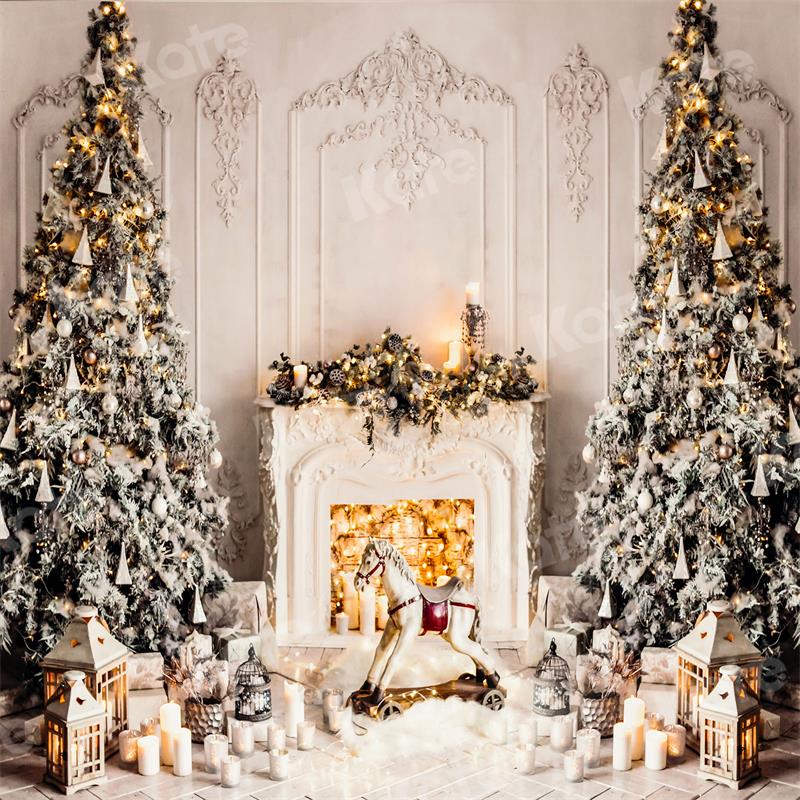 Kate Christmas Tree Backdrop Fireplace Trojan Horse for Photography