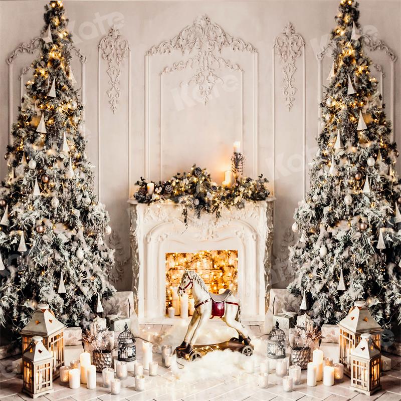 Kate Christmas Tree Backdrop Fireplace Trojan Horse for Photography - Kate Backdrop AU
