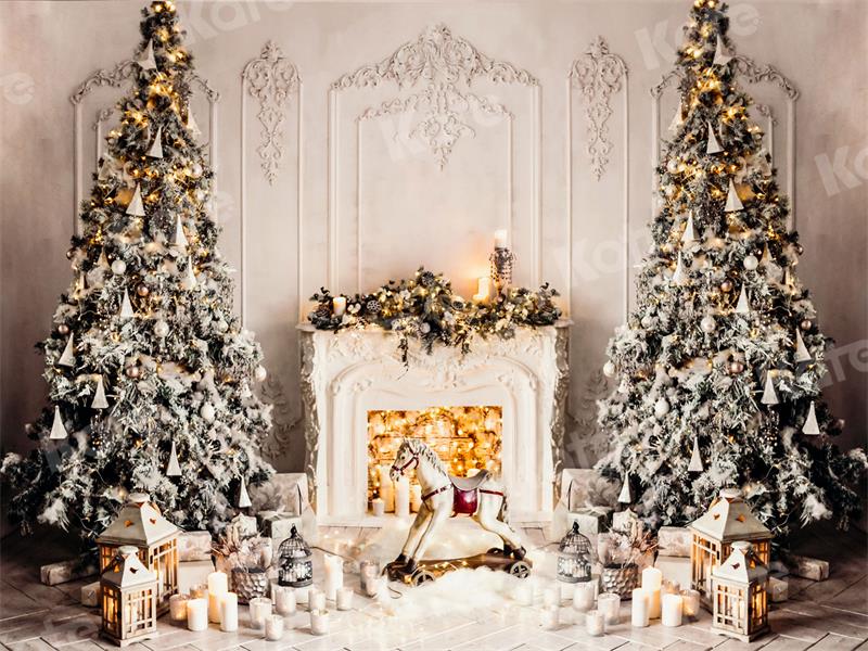 Kate Christmas Tree Backdrop Fireplace Trojan Horse for Photography - Kate Backdrop AU