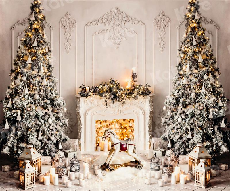 Kate Christmas Tree Backdrop Fireplace Trojan Horse for Photography - Kate Backdrop AU