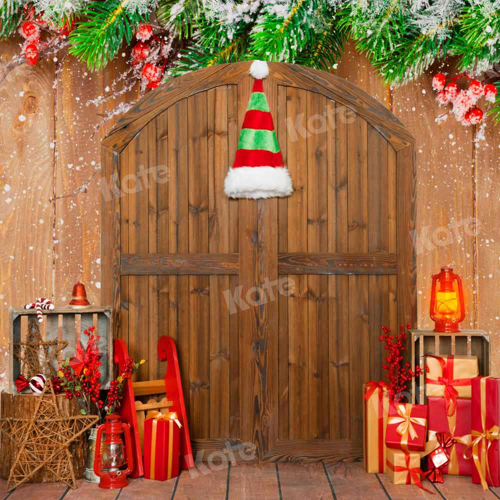 Kate Christmas Gift Backdrop Barn Door Wood Designed by Emetselch