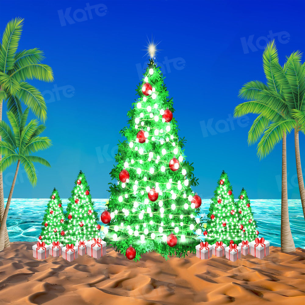 Kate Beach Christmas Backdrop Gift Sea Tree for Photography - Kate Backdrop AU
