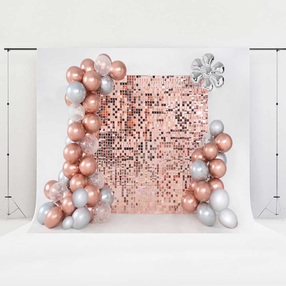 Kate Champagne Backdrop Sequins Balloons Cake Smash Designed by Emetselch