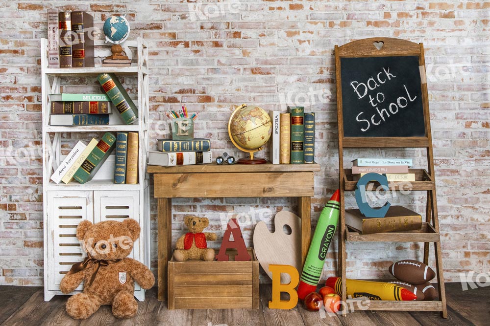 Kate Back to School Backdrop Brick Wall Designed by Emetselch - Kate Backdrop AU