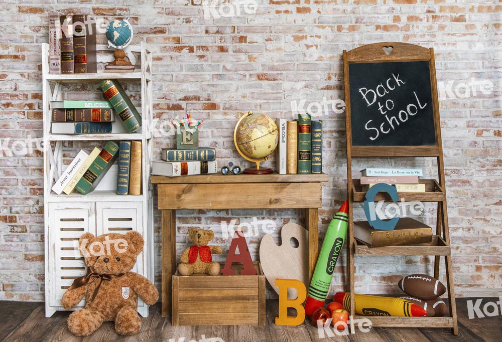 Kate Back to School Backdrop Brick Wall Designed by Emetselch - Kate Backdrop AU
