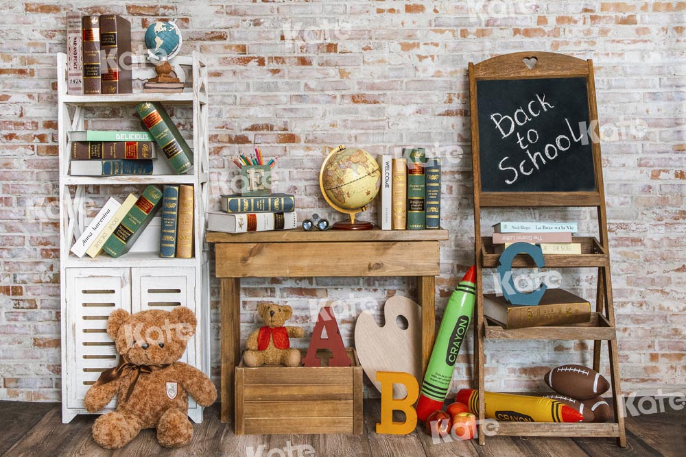 Kate Back to School Backdrop Brick Wall Designed by Emetselch - Kate Backdrop AU
