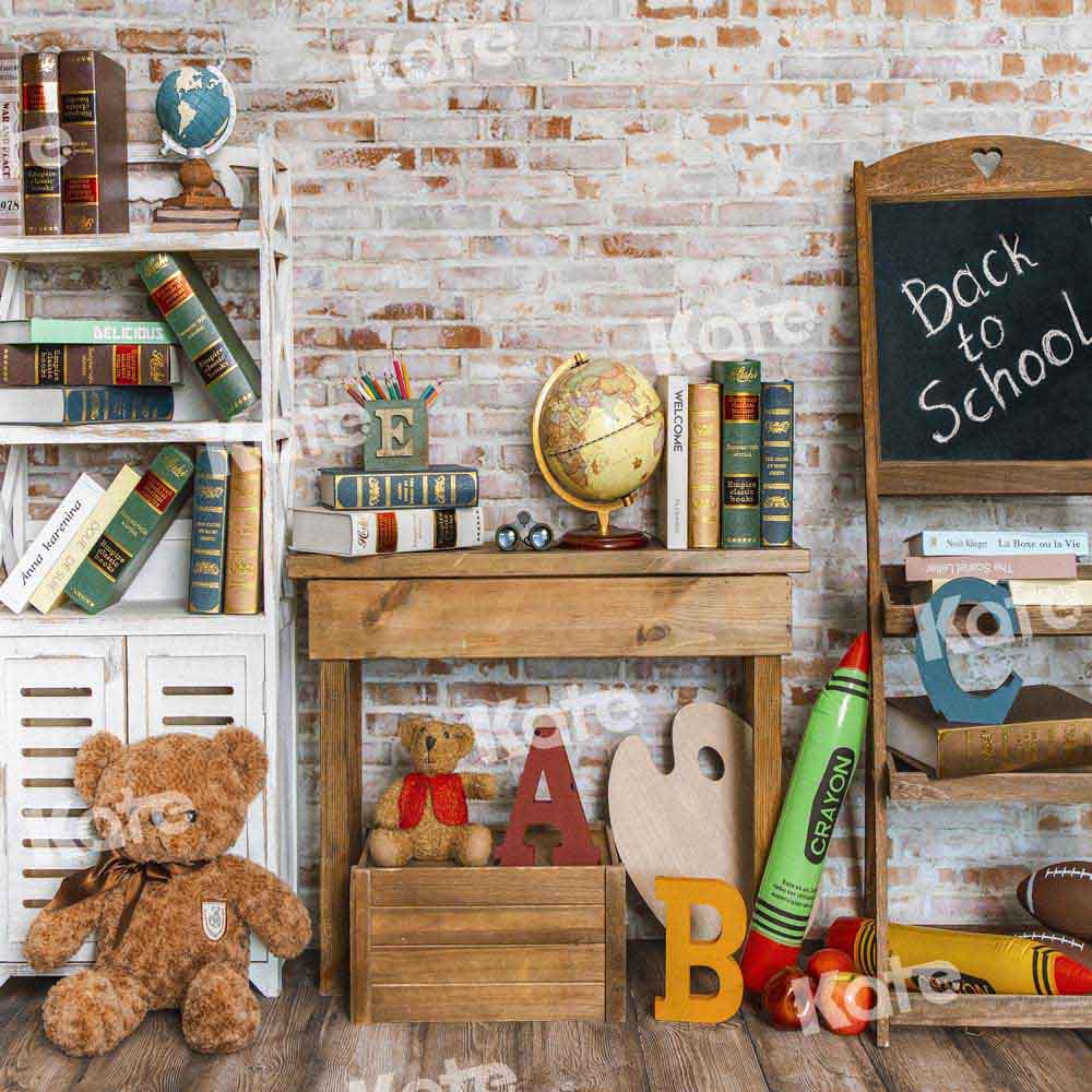 Kate Back to School Backdrop Brick Wall Designed by Emetselch - Kate Backdrop AU