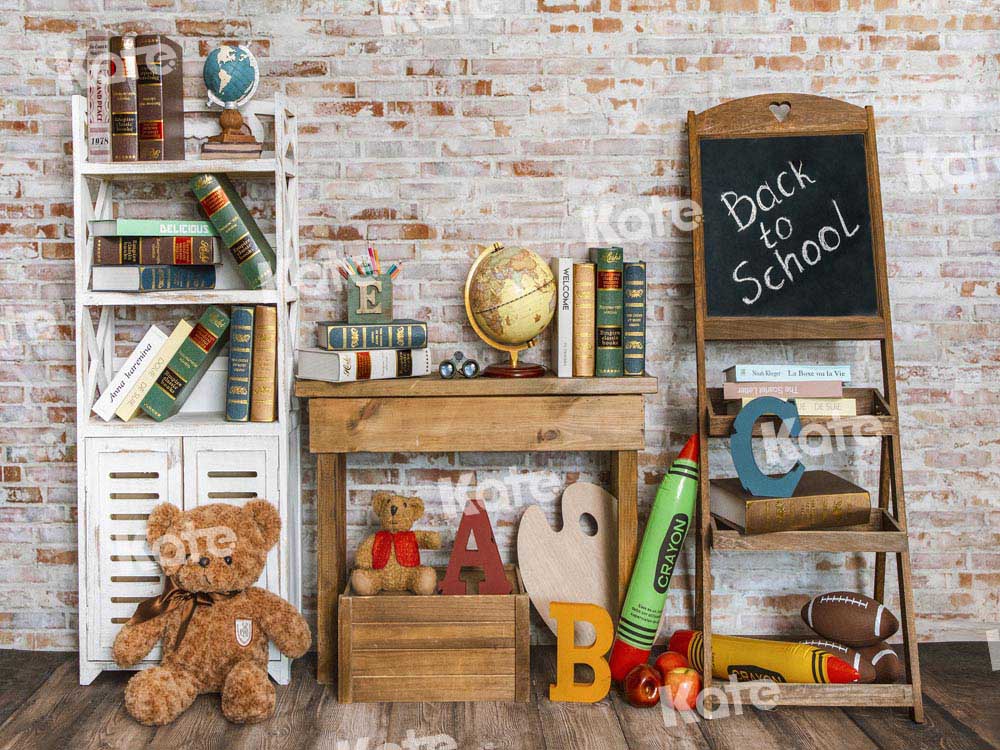 Kate Back to School Backdrop Brick Wall Designed by Emetselch - Kate Backdrop AU