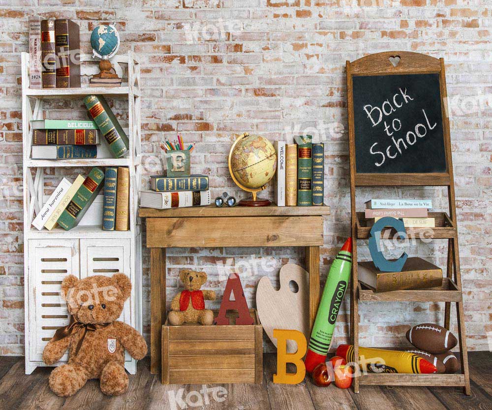 Kate Back to School Backdrop Brick Wall Designed by Emetselch - Kate Backdrop AU