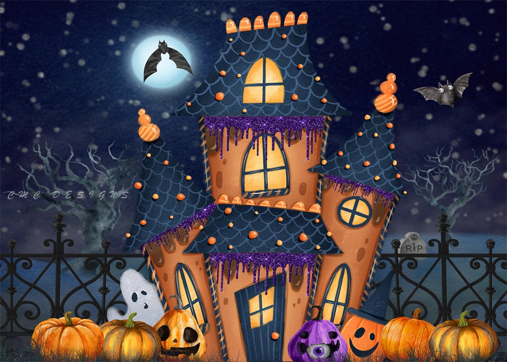 Kate Cute Haunted House Backdrop Halloween Designed by Candice Compton