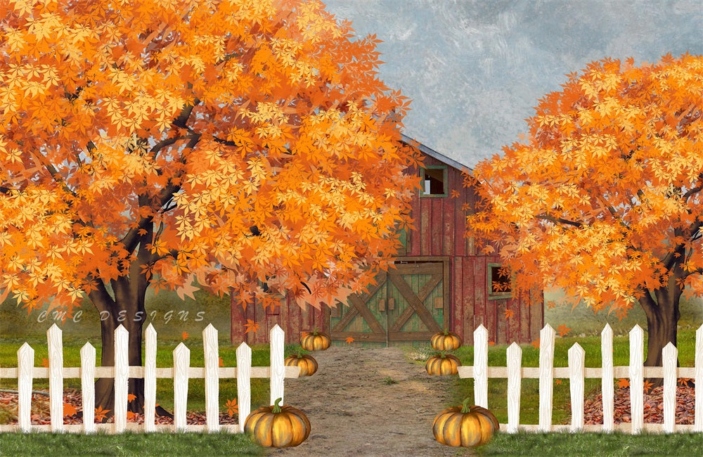 Kate Fall Pumpkin Barn Backdrop Designed by Candice Compton