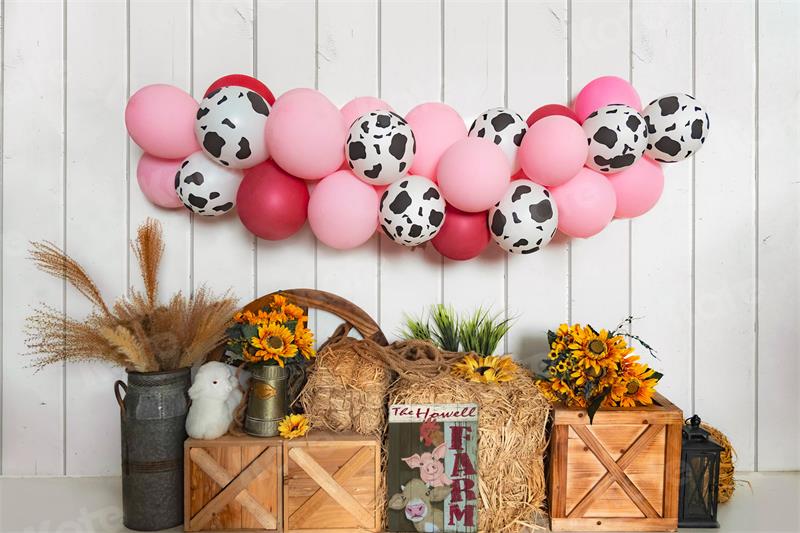 Kate Farm Theme Party Backdrop Blue Wood Plank Designed by Kate Image - Kate Backdrop AU