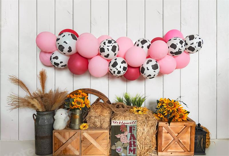 Kate Farm Theme Party Backdrop Blue Wood Plank Designed by Kate Image - Kate Backdrop AU