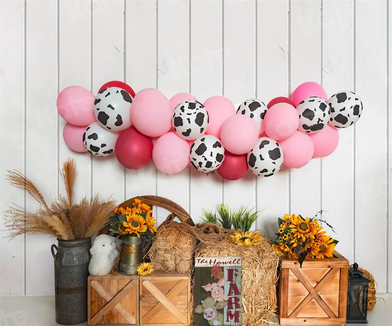 Kate Farm Theme Party Backdrop Blue Wood Plank Designed by Kate Image - Kate Backdrop AU