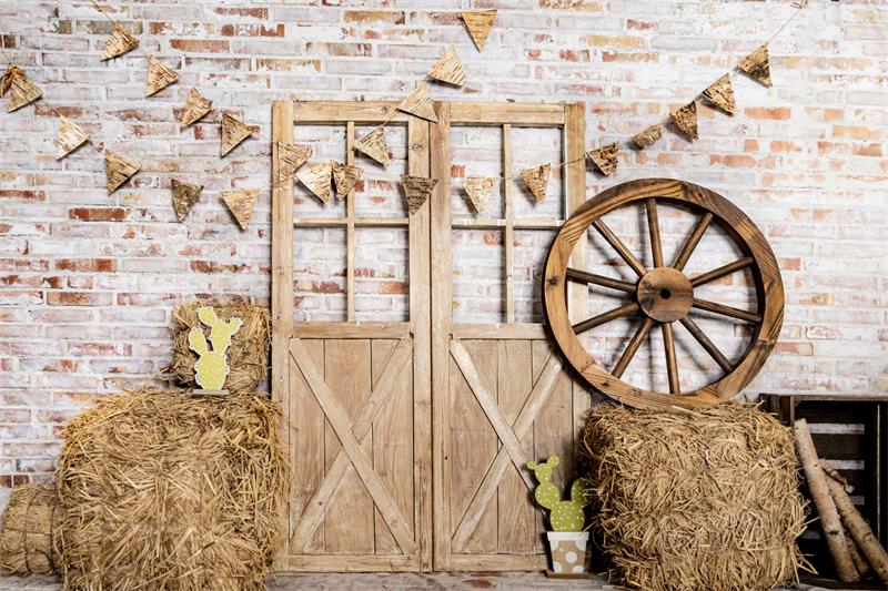 Kate Autumn Haystack Backdrop Barn Door for Photography