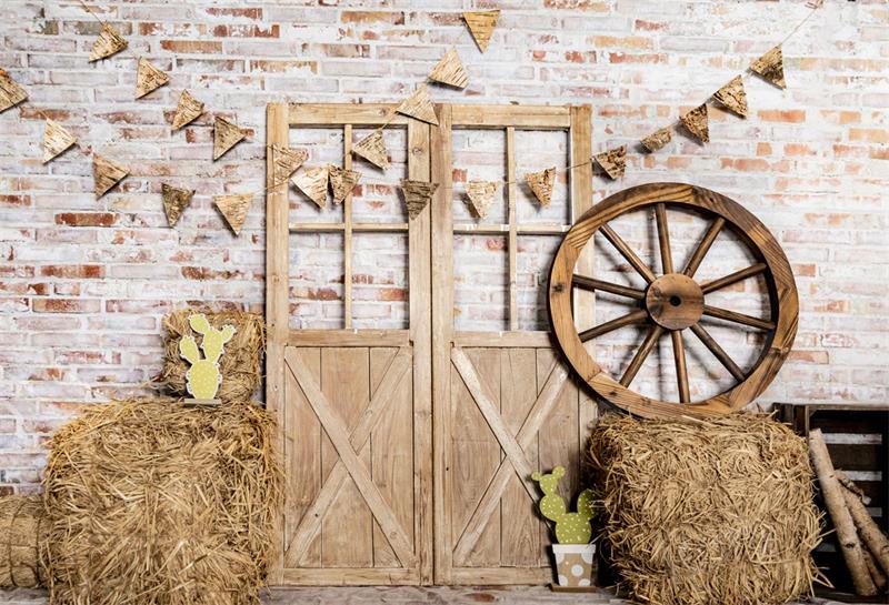 Kate Autumn Haystack Backdrop Barn Door for Photography