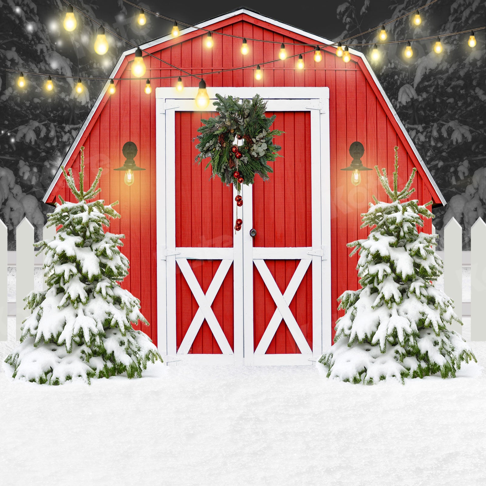 Kate Christmas Snow Backdrop Red House Designed by Uta Mueller Photography - Kate Backdrop AU