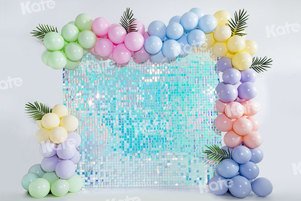 Kate Blue Sequin Balloons Backdrop Birthday Party Designed by Emetselch(print, non-sequin props)