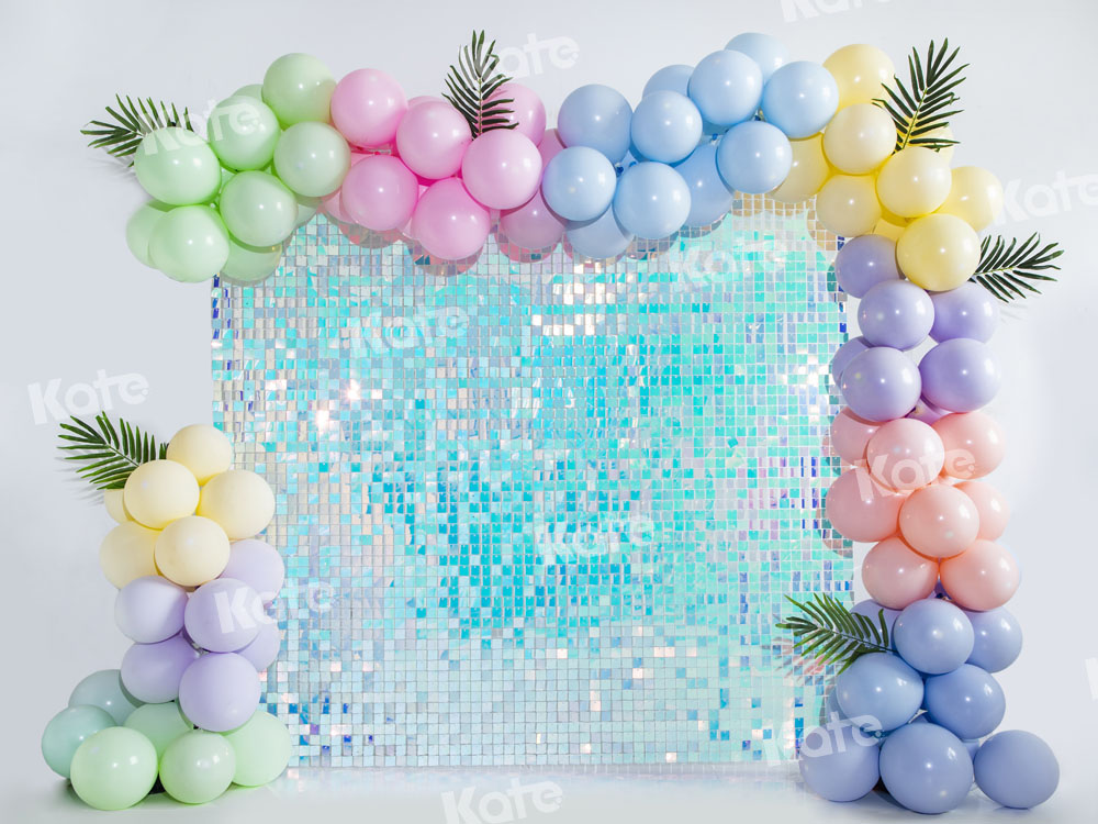 Kate Blue Sequin Balloons Backdrop Birthday Party Designed by Emetselch(print, non-sequin props)