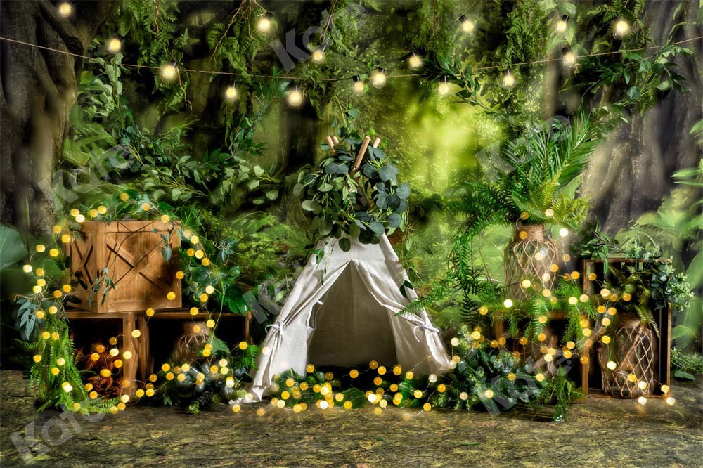 Kate Summer Forest Backdrop Camping Boy Bokeh Designed by Emetselch