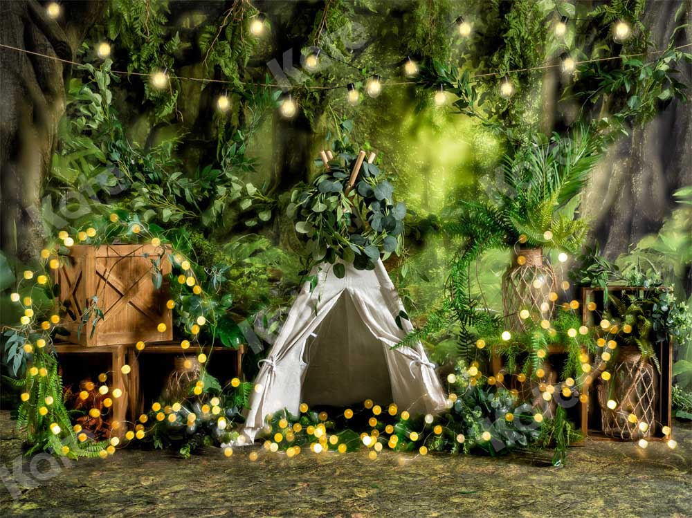 Kate Summer Forest Backdrop Camping Boy Bokeh Designed by Emetselch