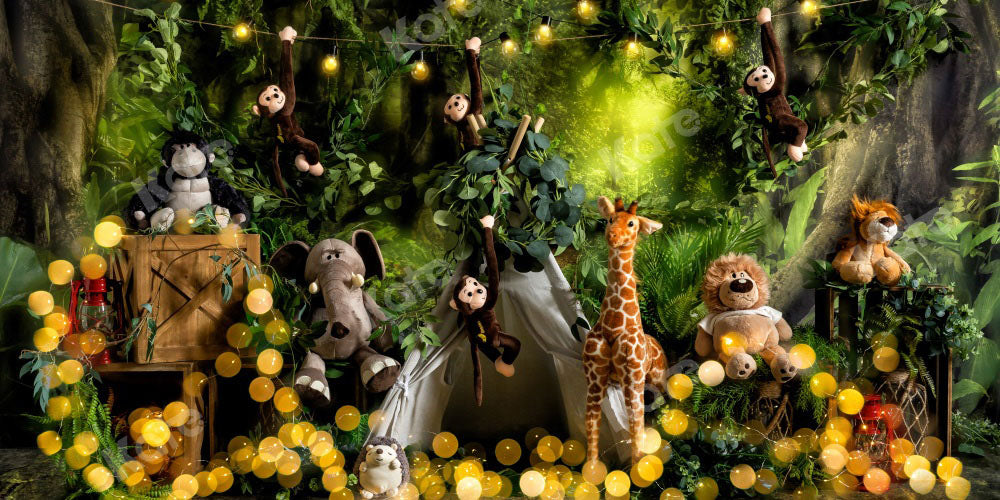 Kate Summer Forest Backdrop Wild Animals Tent Bokeh Designed by Emetselch - Kate Backdrop AU