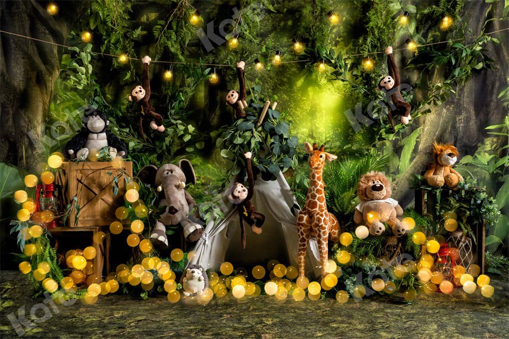 Kate Summer Forest Backdrop Wild Animals Tent Bokeh Designed by Emetselch - Kate Backdrop AU