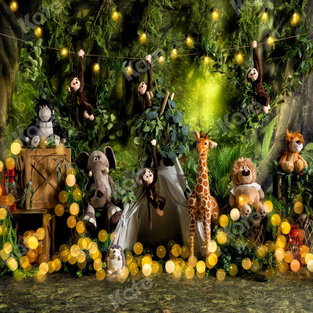 Kate Summer Forest Backdrop Wild Animals Tent Bokeh Designed by Emetselch - Kate Backdrop AU