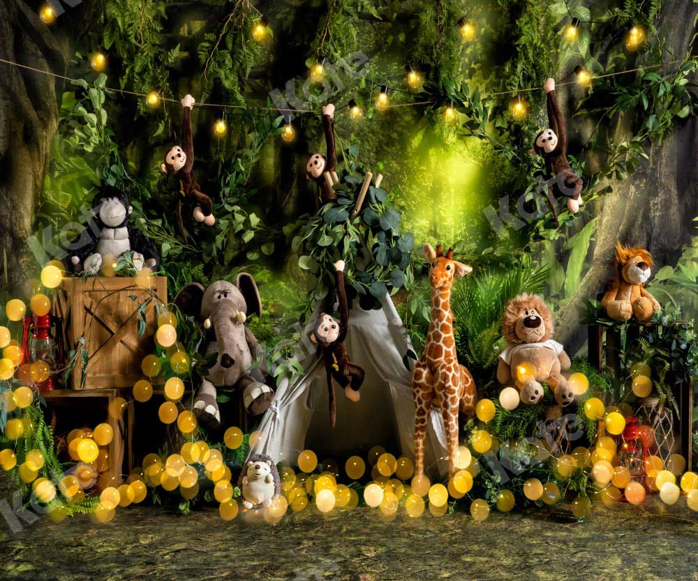 Kate Summer Forest Backdrop Wild Animals Tent Bokeh Designed by Emetselch - Kate Backdrop AU