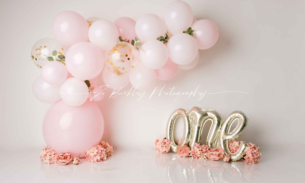 Kate 1st Birthday Backdrop Balloon Flowers Spring Designed by Jo Buckley Photography