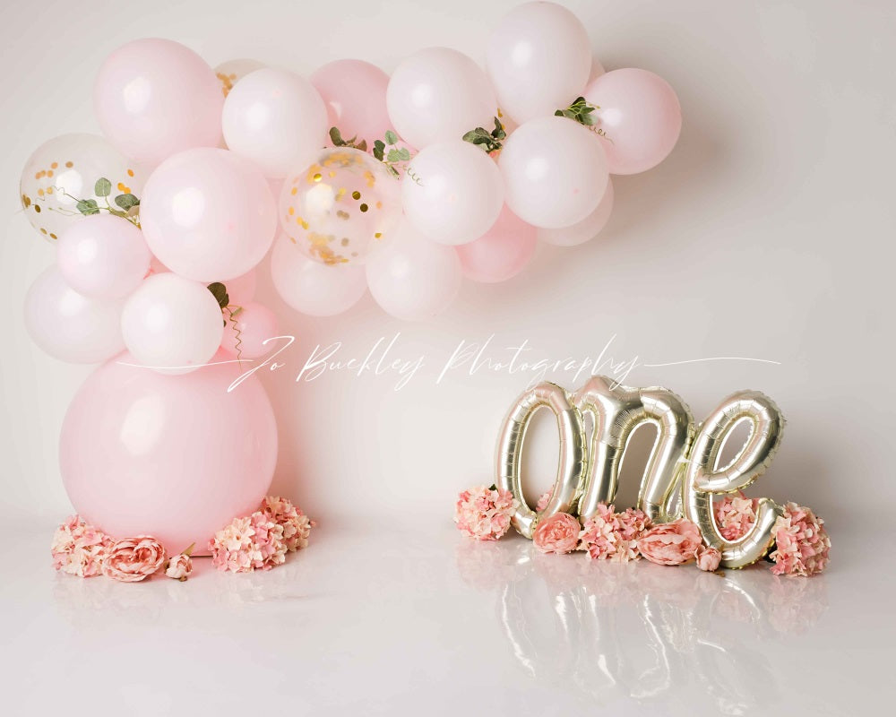 Kate 1st Birthday Backdrop Balloon Flowers Spring Designed by Jo Buckley Photography