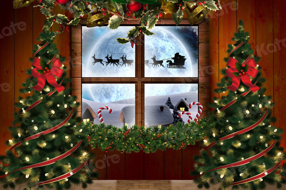 Kate Snow Winter Backdrop Christmas Tree Moon for Photography - Kate Backdrop AU